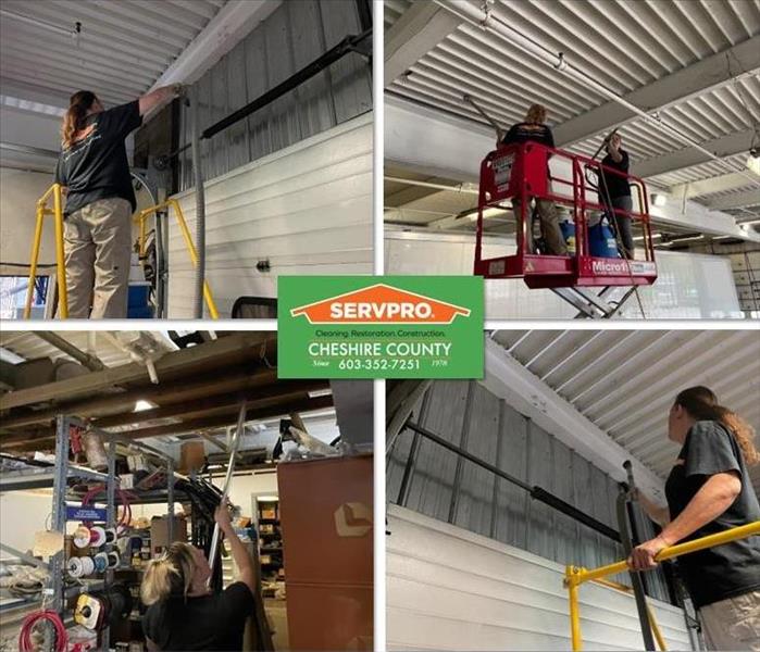 Four pictures of technicians performing cleaning services.